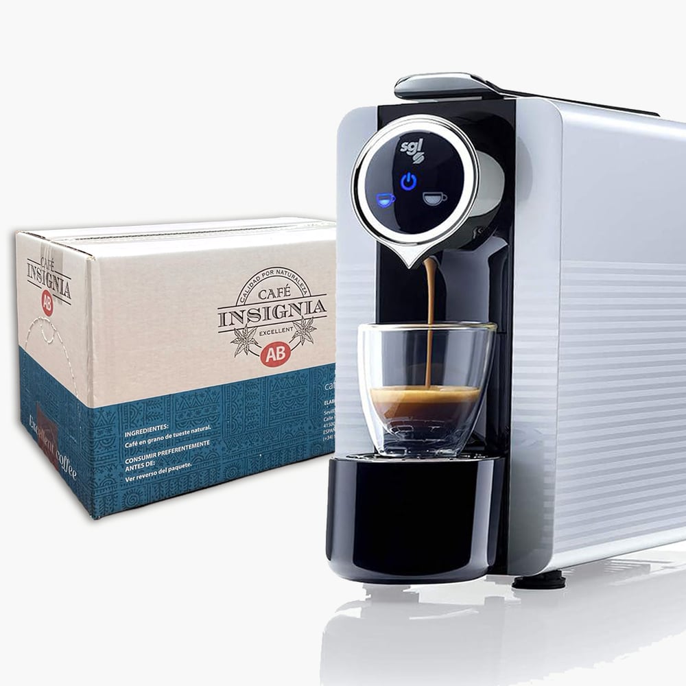 Cafetera de cápsulas point SMARTY + 50 cápsulas de Descafeinado Insignia