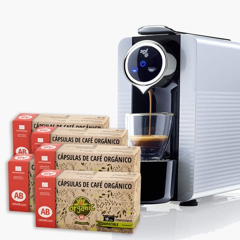 Cafetera de cápsulas SMARTY + 50 cápsulas compatibles Nespresso® de Café AB Organic