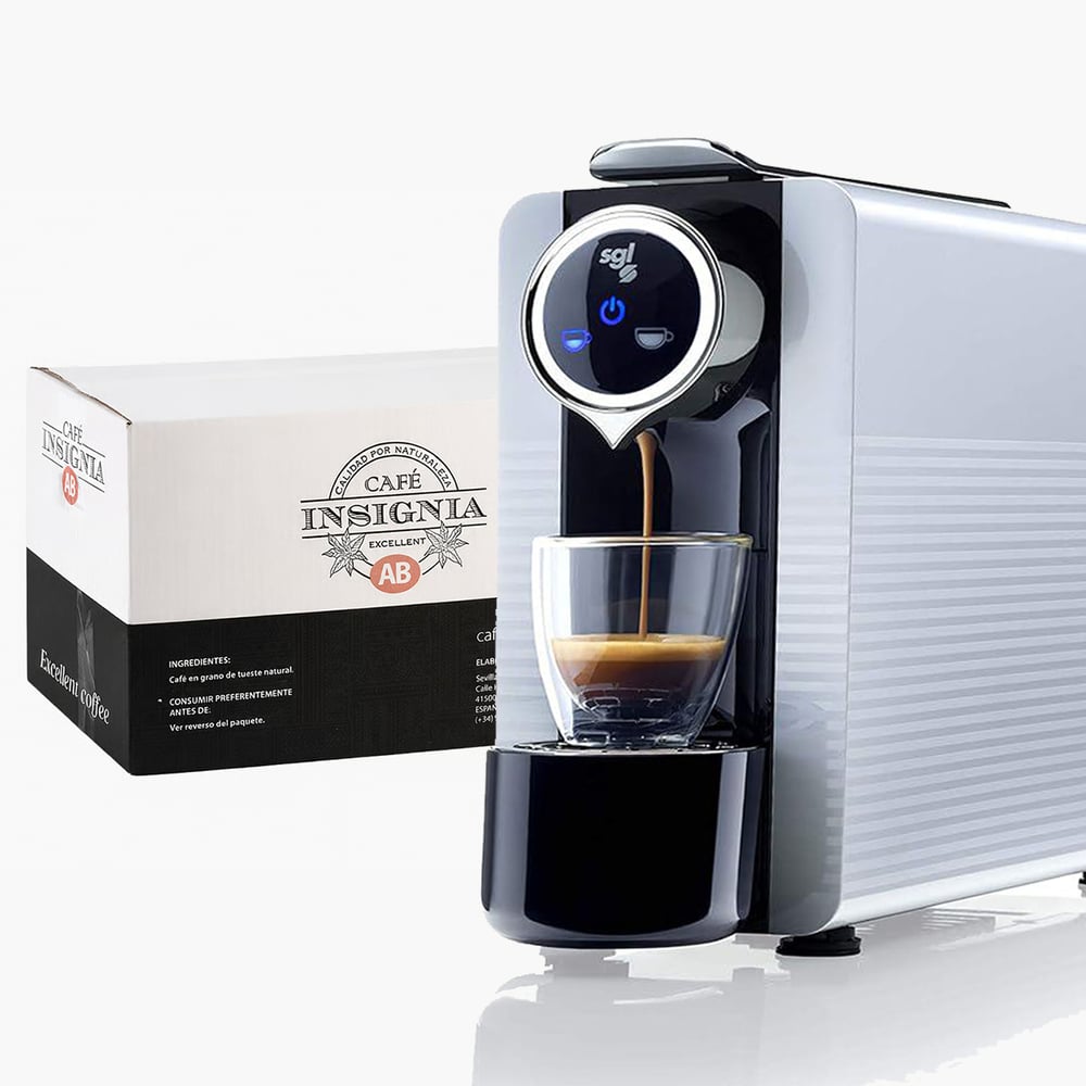 Cafetera de cápsulas point SMARTY + 50 cápsulas de Café Insignia