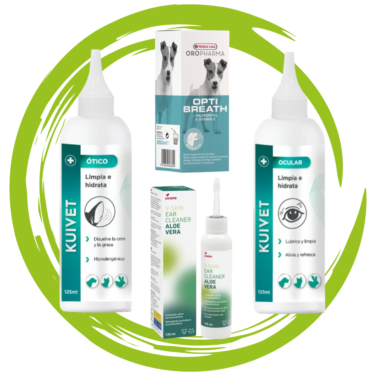 Higiene dental, dermatológica, ocular y auricular perros