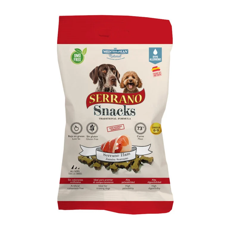 Snacks Serrano Jamón Serrano para Perros – Pack 12x100g | Premios Naturales y Saludables