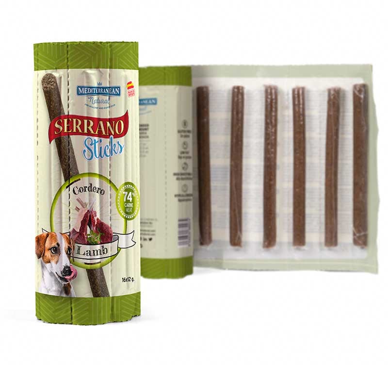 Serrano Sticks | Barritas para Perros con Cordero | 16 unid. de 12 g