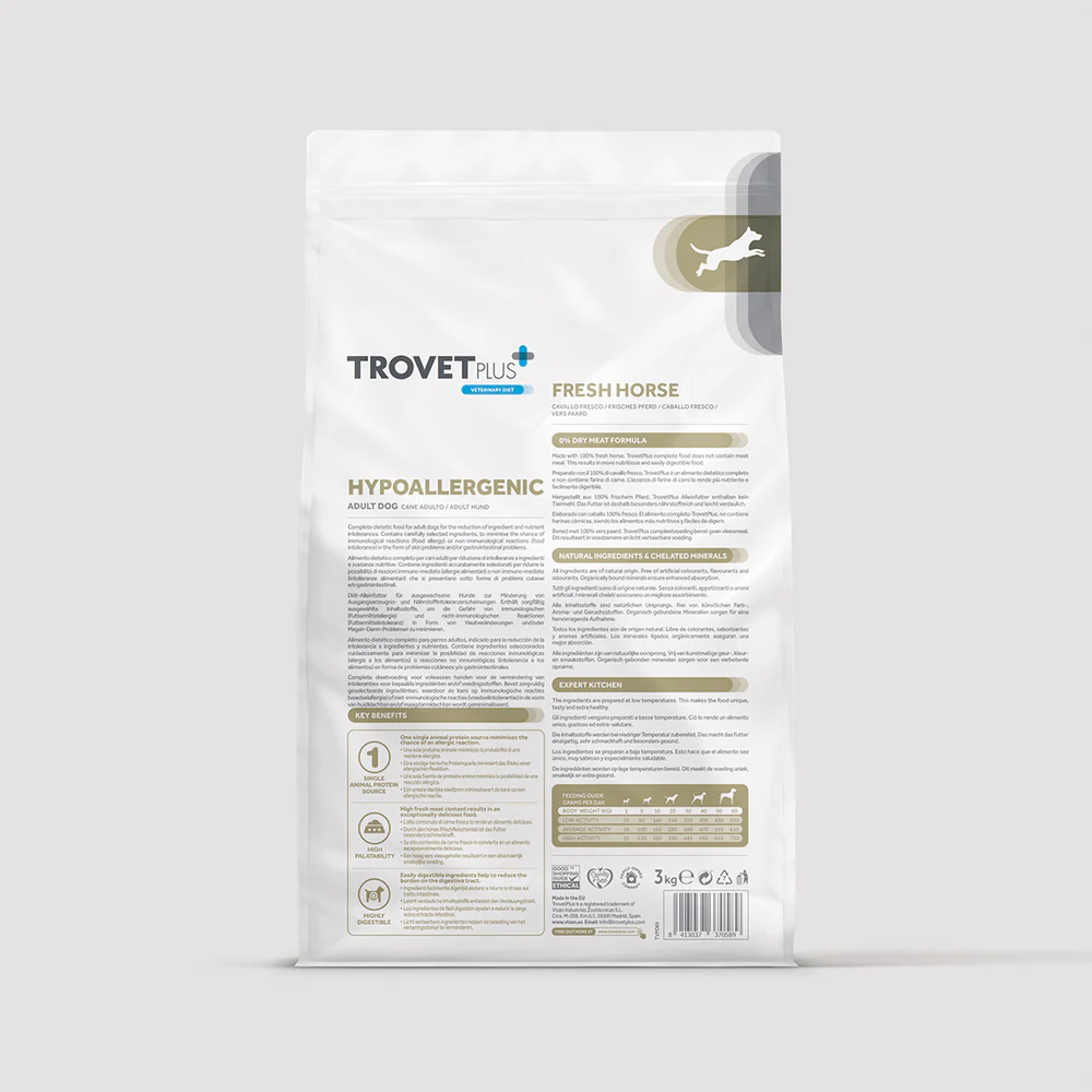 Trovet Plus | Pienso Hipoalergénico Para Perro Adulto | Caballo 3 kg
