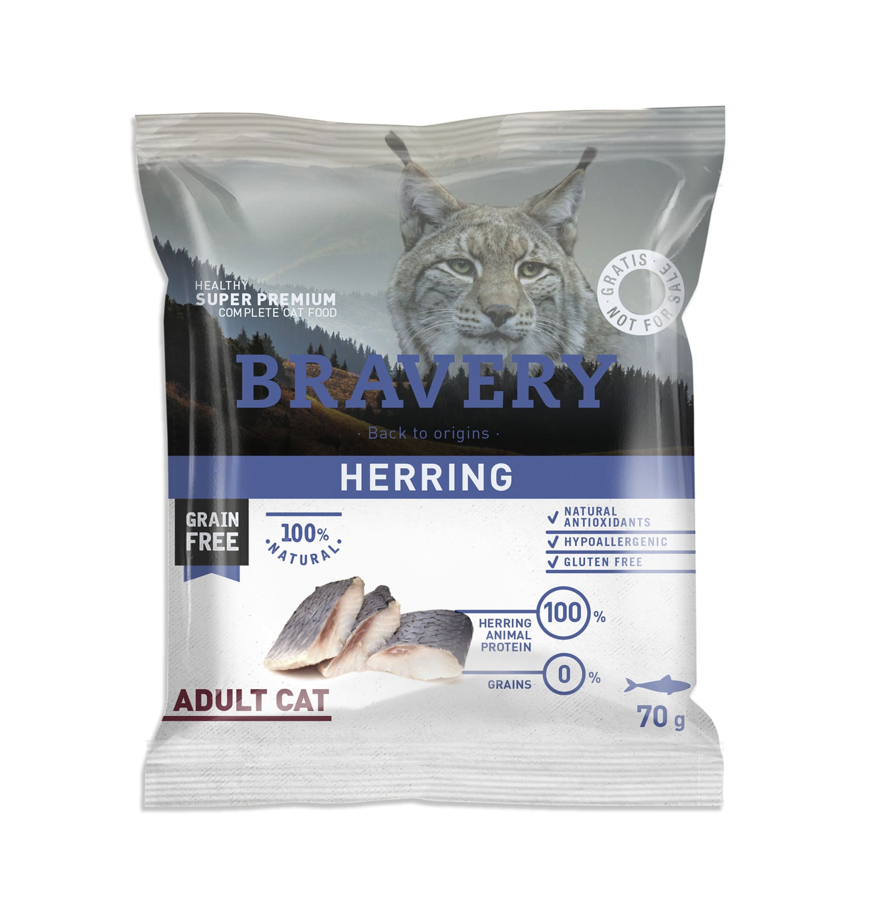 MUESTRA BRAVERY HERRING ADULT CAT  70 Gr