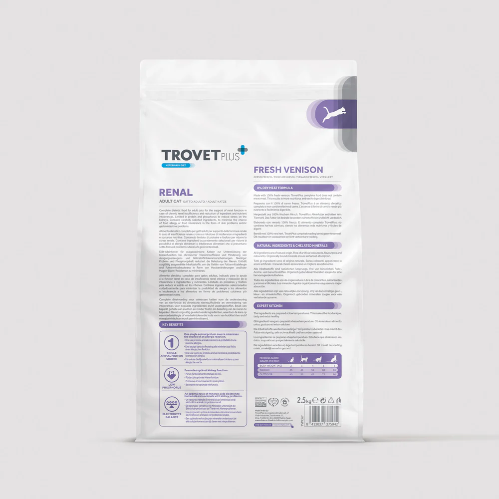 Trovet Plus | Pienso Para Problemas Renales Para Gato Adulto | Ciervo 2,5 kg

