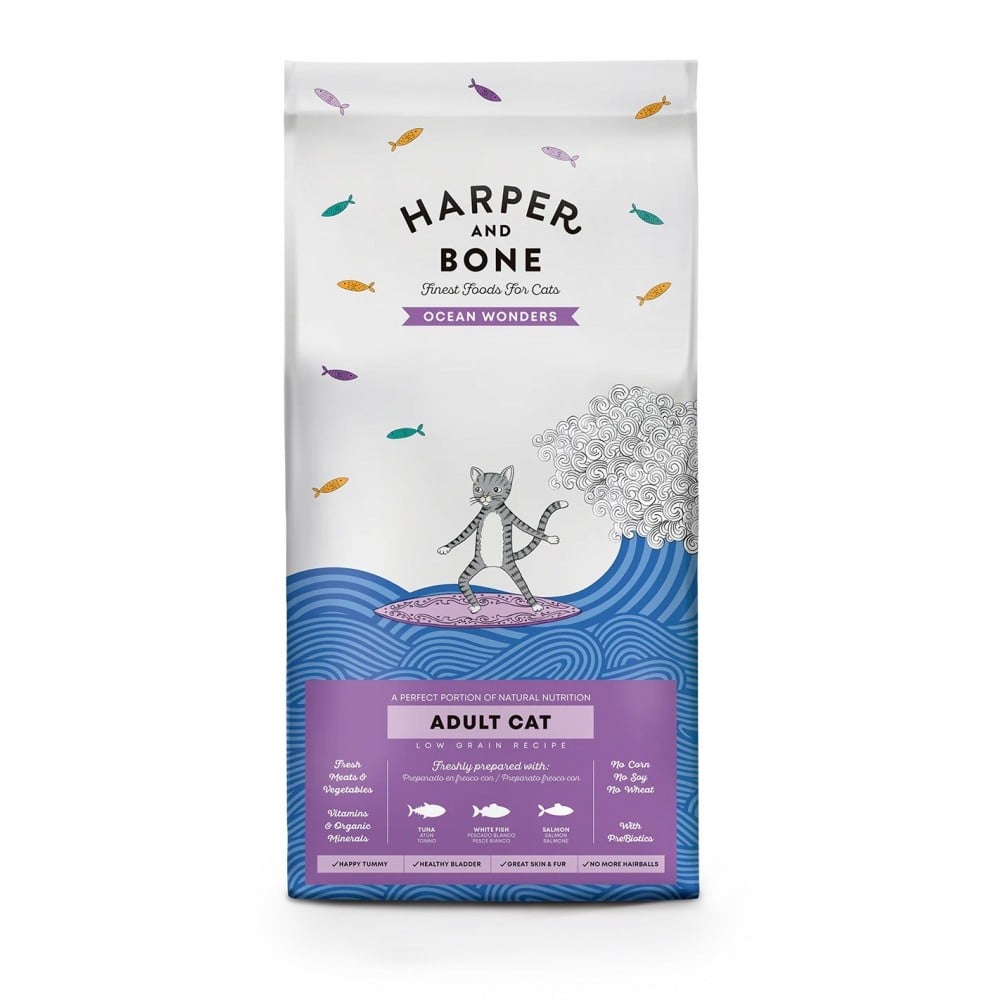Harper & Bone Cat Adult Ocean Wonders 5 kg – Pienso Seco para Gatos Adultos con Atún, Pescado y Salmón

