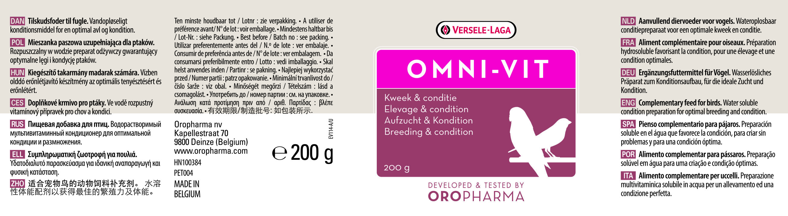 Versele Laga Omni-Vit Multivitaminico Para Pájaros 200 Gr