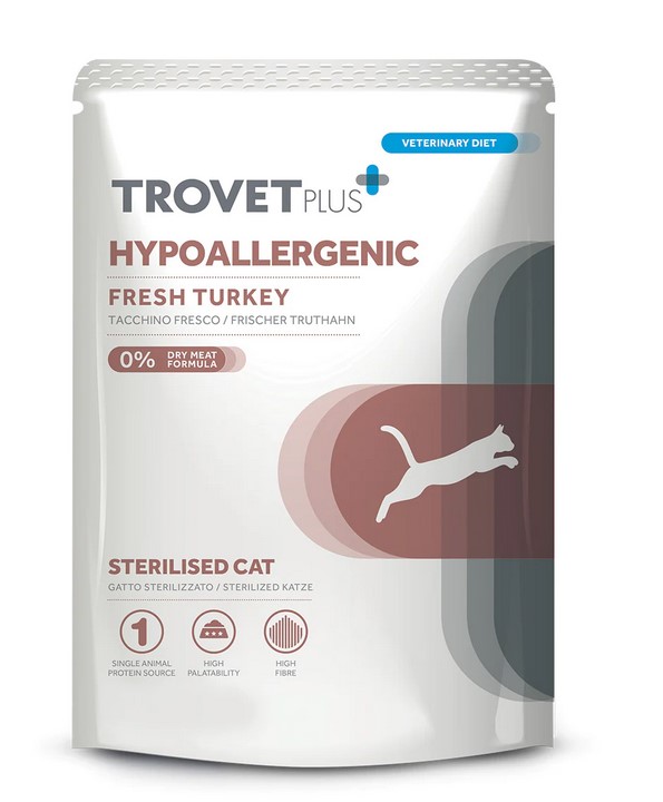 Trovet Sterilised Hypoallergenic Turkey – Alimento Húmedo para Gatos Esterilizados y Sensibles 70 g

