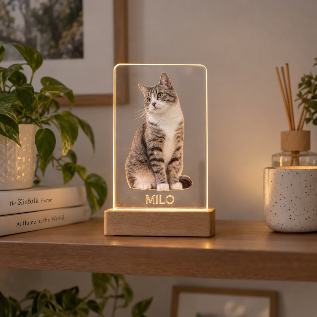 TWINPET® | Lámpara Personalizada de Mascota a Color con Nombre Grabado