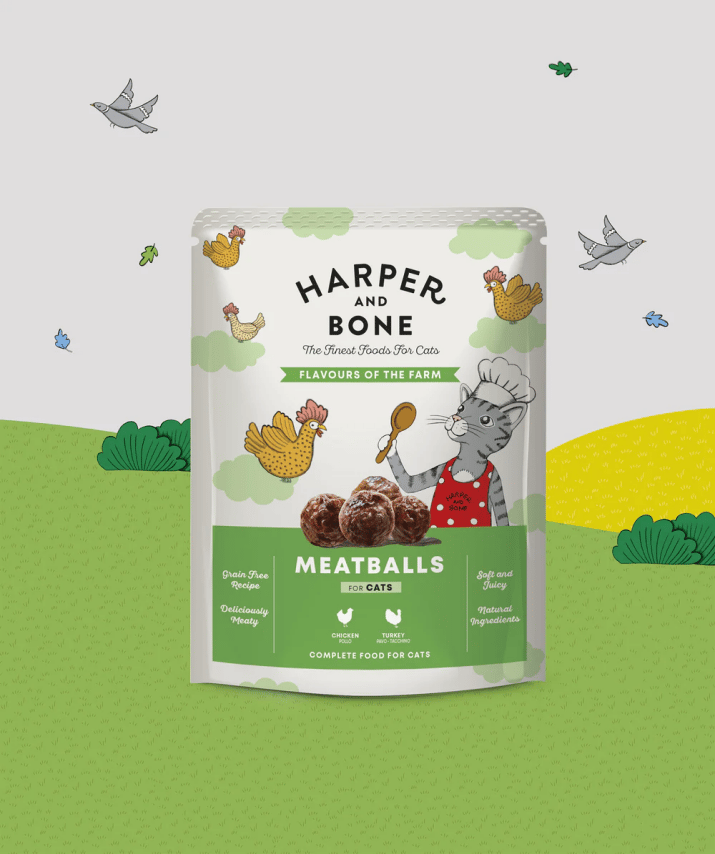 Harper & Bone Pouch Cat Adult Flavours Farm 85 g – Comida Húmeda para Gatos Adultos con Pollo y Pavo

