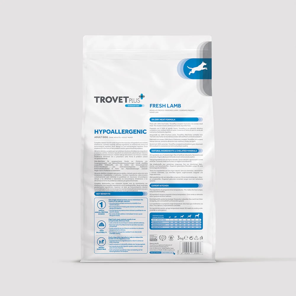 Trovet Plus | Pienso Hipoalergénico Para Perro Adulto | Cordero 3 kg