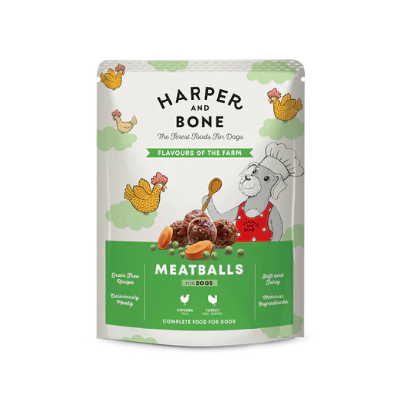 Harper & Bone Pouch Flavours Farm – Comida Húmeda Natural para Perros con Pollo y Pavo (300g)