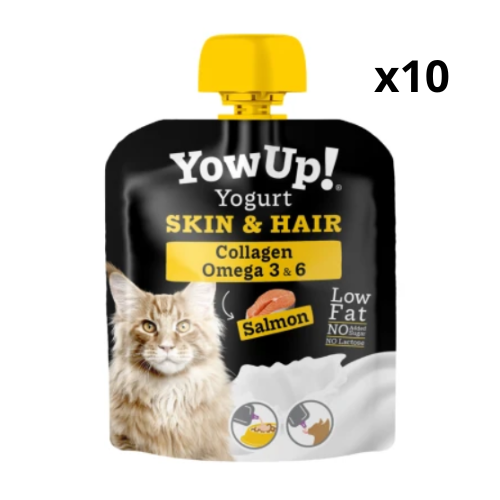 Yowup! Yogurt Skin And Hair Para Gatos Con Salmon Pack 10 Uds 85 Gr
