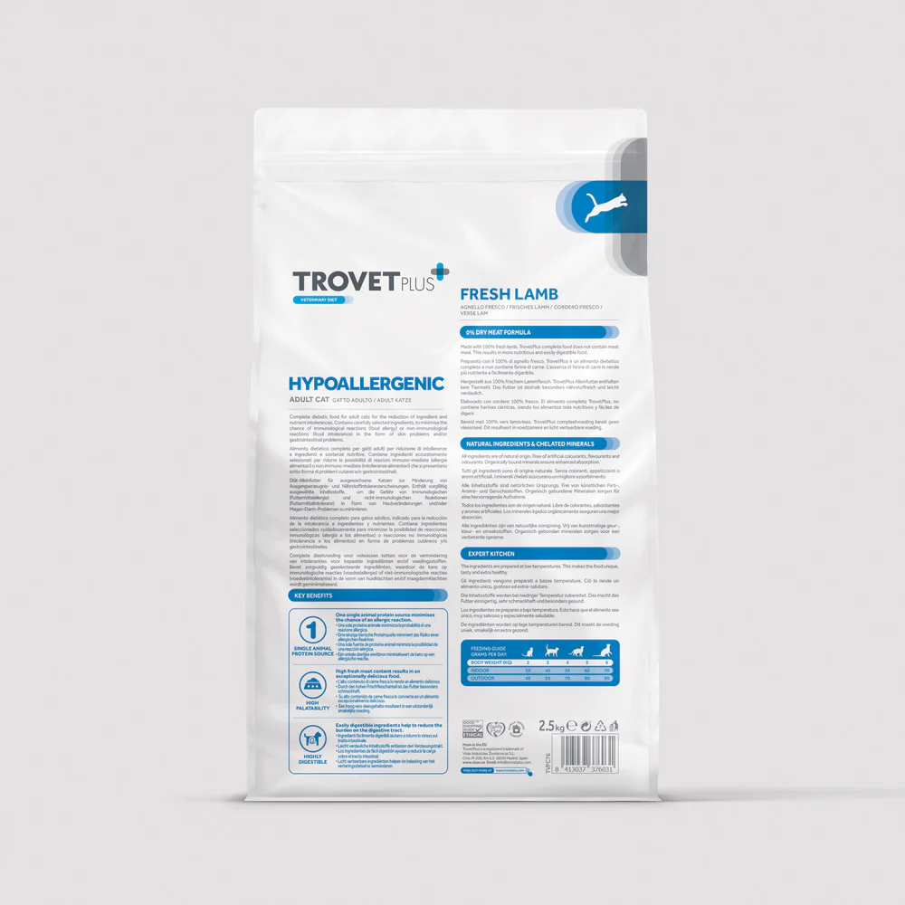 Trovet Plus | Pienso Hipoalergénico Para Gato Adulto | Cordero 2,5 kg