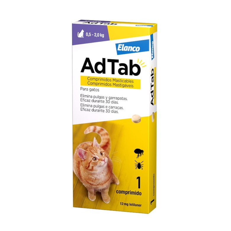 AdTab Gato 12 mg – Comprimido Masticable Antiparasitario para Gatitos y Gatos Pequeños (0.5-2 kg) | Protección Segura y Efectiva