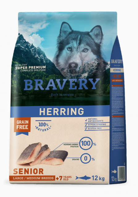 BRAVERY HERRING SENIOR LARGE/MEDIUM BREEDS 4 KG