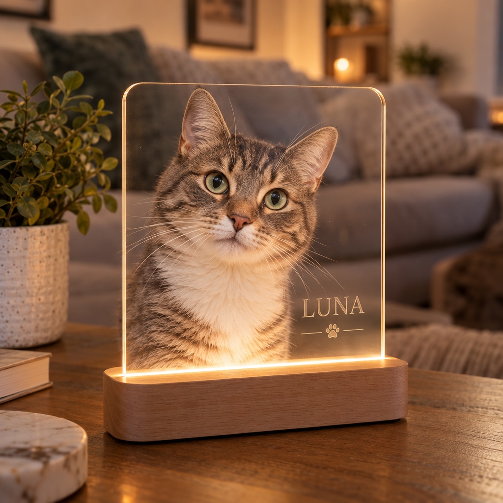 TWINPET® | Lámpara Personalizada de Mascota a Color con Nombre Grabado