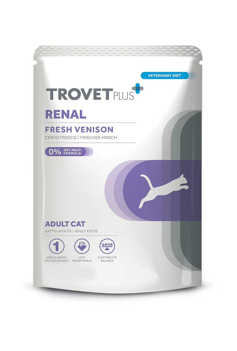 Trovet Pouch Gato Renal Venado – Comida Hipoalergénica 85g

