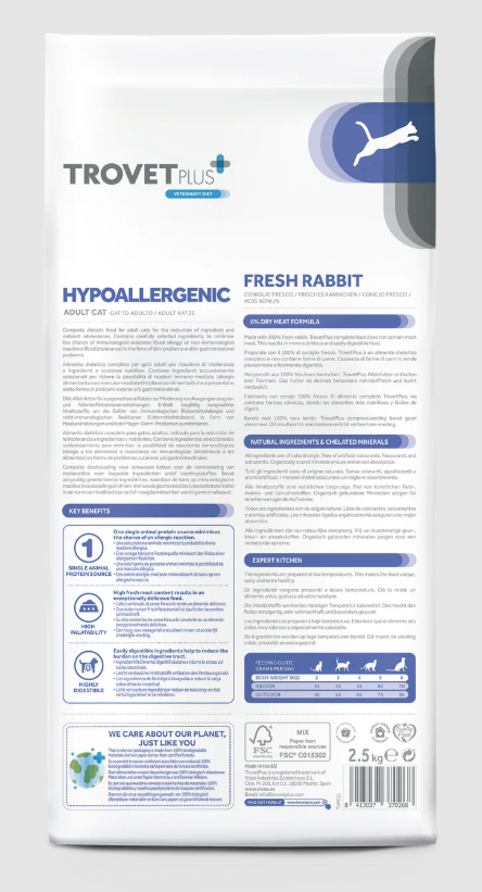 Trovet Plus Gato Adulto Pienso Hipoalergénico Conejo 1,2 kg