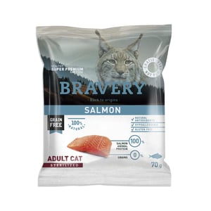MUESTRA BRAVERY SALMON ADULT CAT STERILIZED 70 Gr