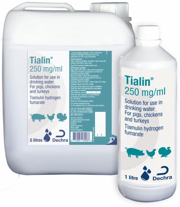 TIALIN 250 mg/ml EN AGUA DE BEBIDA PORCINO POLLOS Y PAVOS 1 L