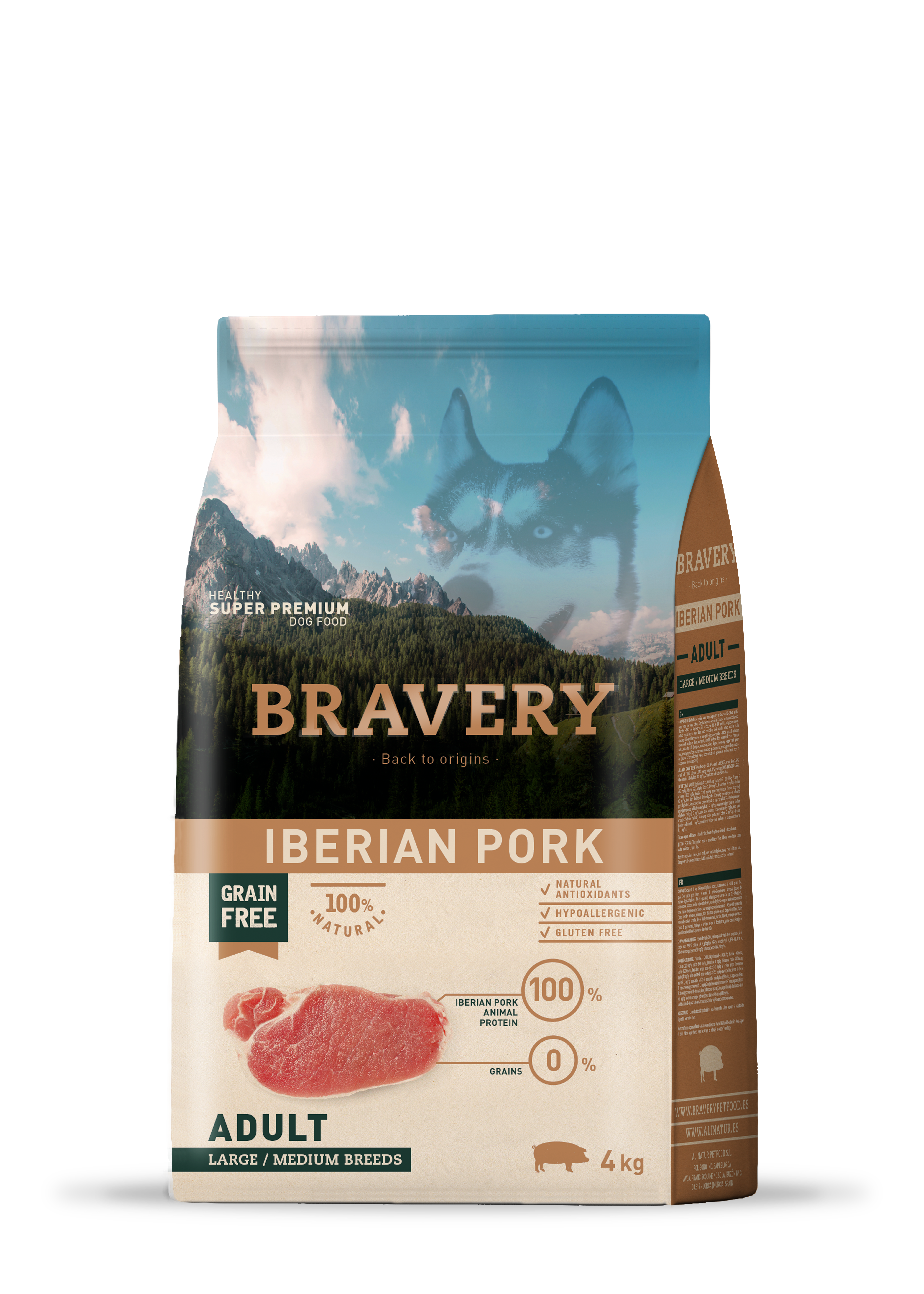 BRAVERY IBERIAN PORK ADULT LARGE/MEDIUM BREEDS 4 KG
