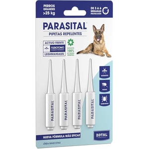 Parasital Pipeta Antiparasitarios Para Perros Grandes Mayor de 25 Kg Blister 4x5 Ml