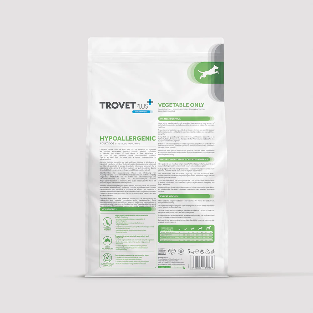 Trovet Plus | Pienso Hipoalergénico Para Perro Adulto | Solo Vegetales 3 kg


