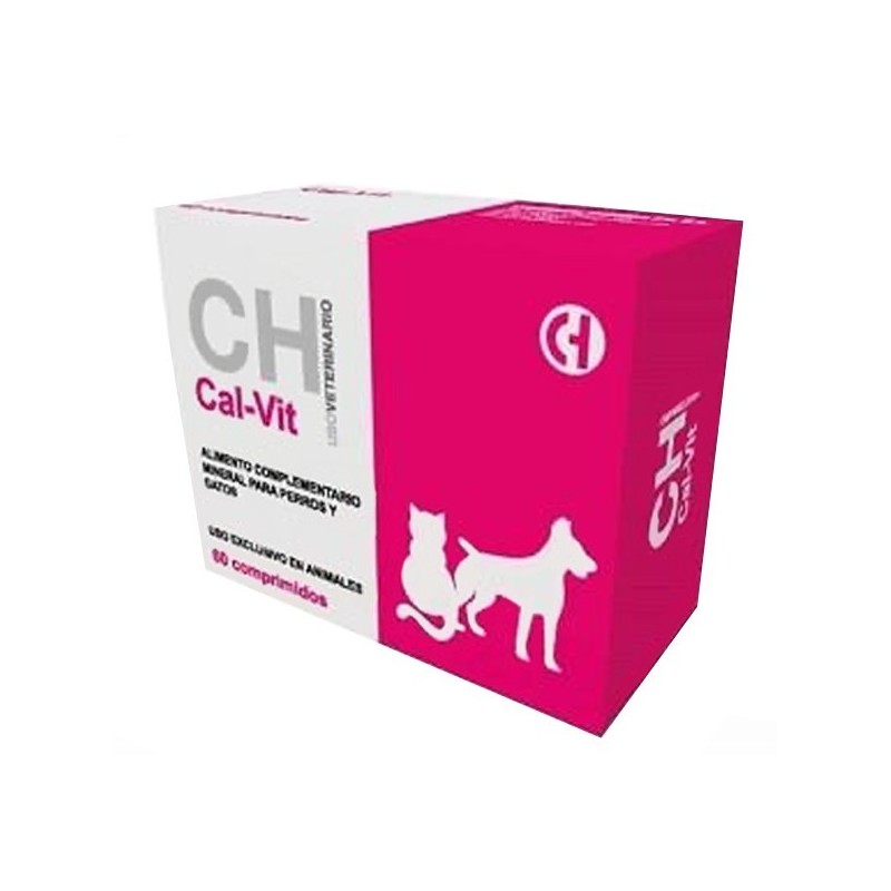 CAL-VIT 60 Comp – Suplemento de Calcio y Vitaminas para Perros y Gatos en Desarrollo y Hembras de Cría