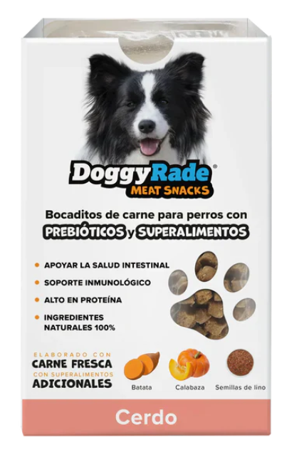 DoggyRade Prebiotic Meat Snack + Superfoods Sabor Cerdo – Caja con 13 Unidades | Snack Funcional y Natural para Perros con Prebióticos