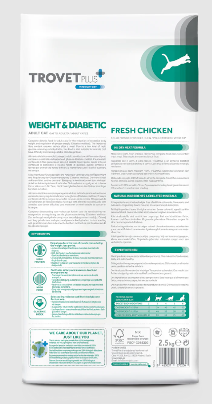 Trovet Plus Gato Adulto Pienso Control de Peso y Diabetes Pollo 1,2 kg