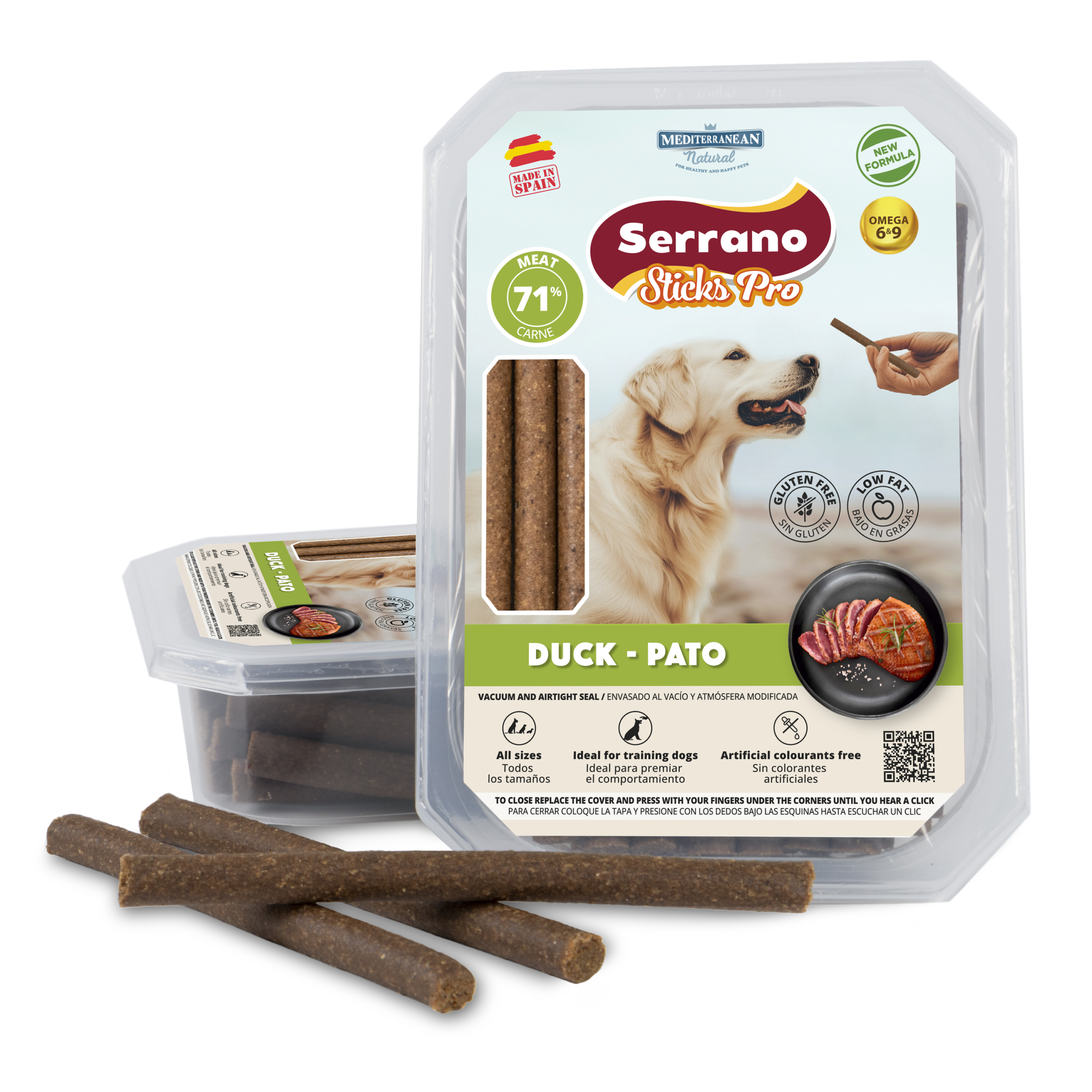Serrano Sticks Pro | Barritas para Perros con Pato | 800 g