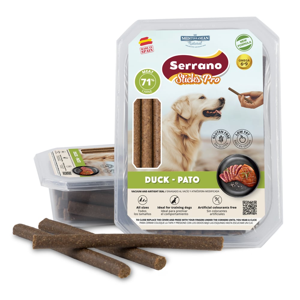 Serrano Sticks Pro | Barritas para Perros con Pato | 800 g