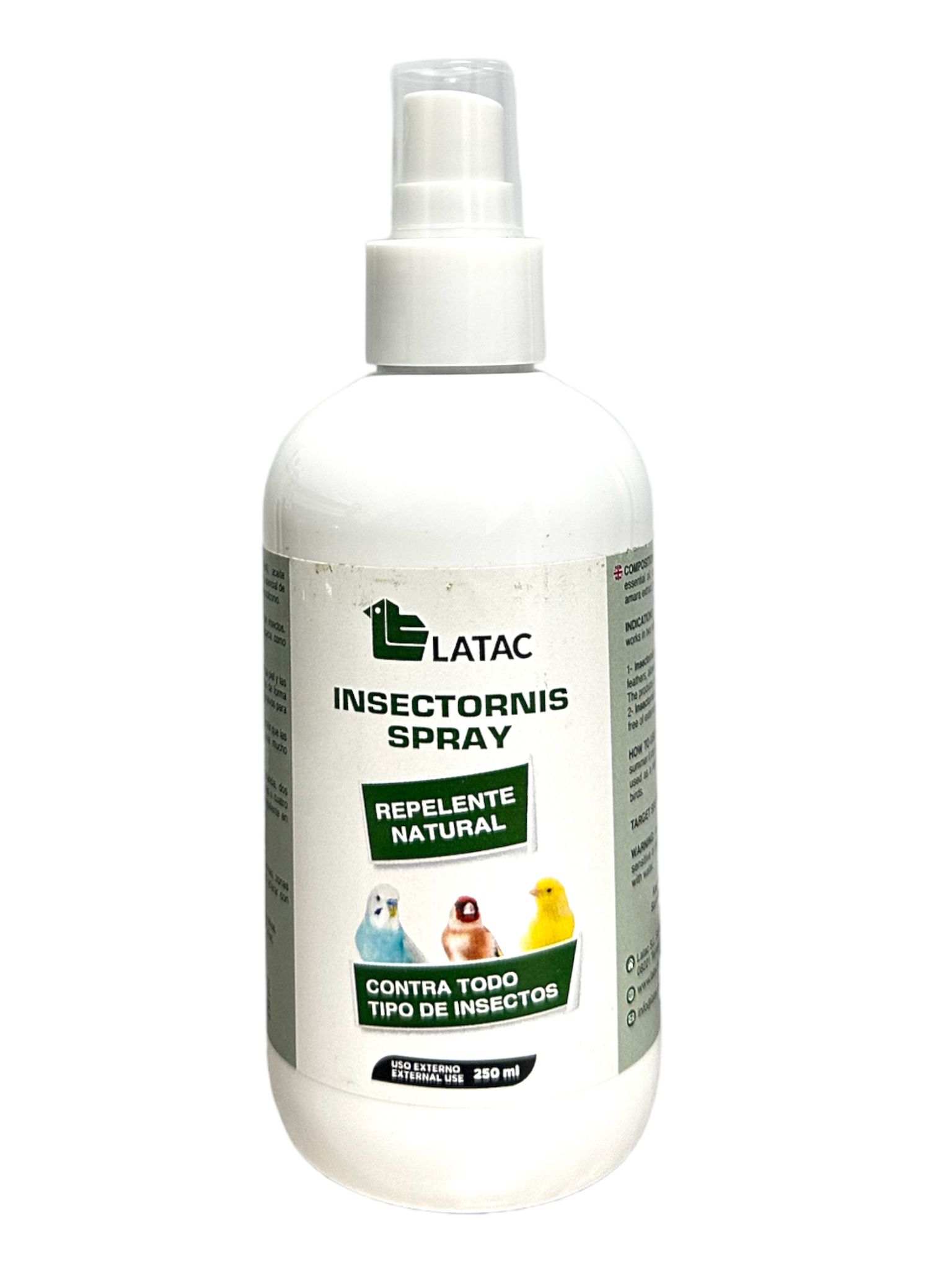 LATAC Insectornis Spray 250 ml – Repelente Natural para Aves contra Ácaros e Insectos


