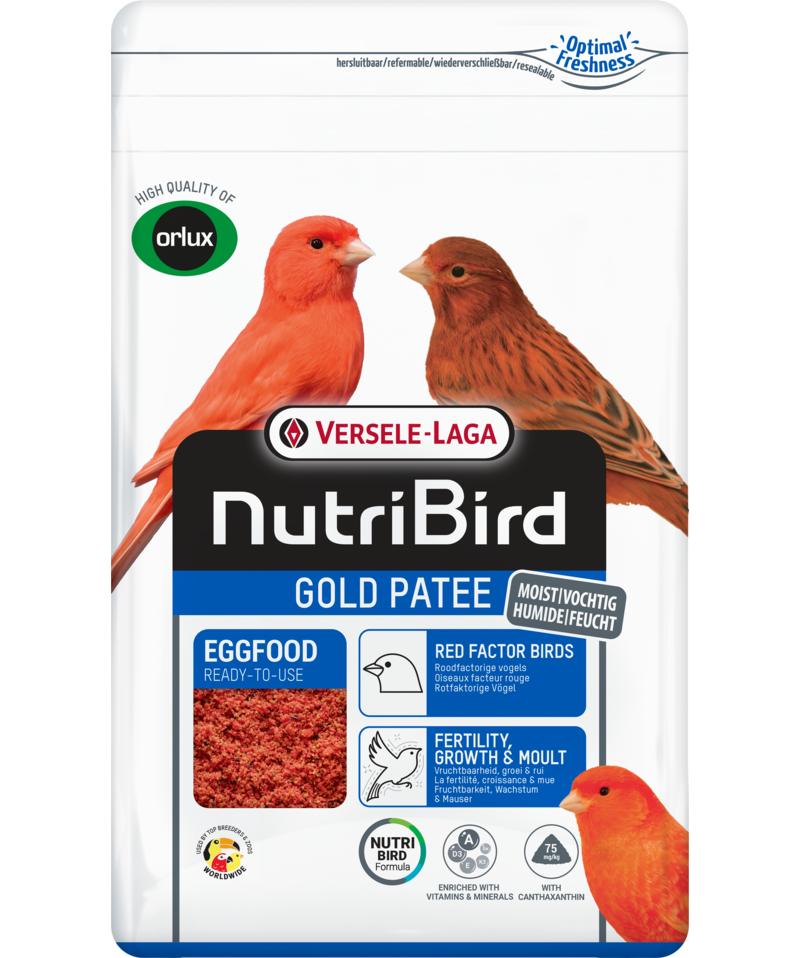 NutriBird Gold Patee Aves de Factor Vermelho | Pasta de Huevo Para Canarios Y Aves Ornamentales Factor Rojo