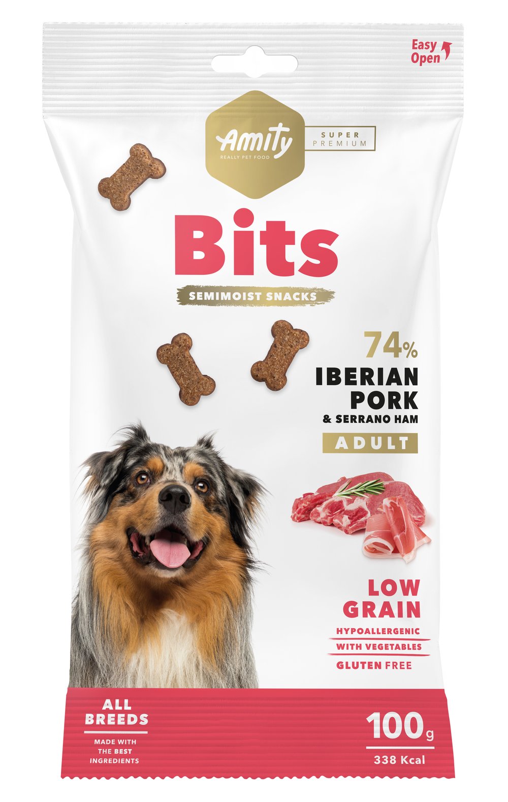 AMITY SUPER PREMIUM BITS IBERIAN PORK & SERRANO HAM (DISPLAY 12 UNIDADES)