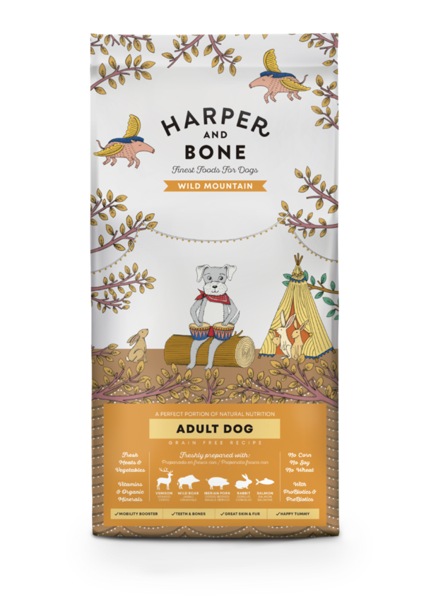 Harper & Bone Adult Medium & Large Wild Mountain – Pienso Natural para Perros con Venado, Jabalí, Cerdo, Conejo y Salmón (12 KG)

