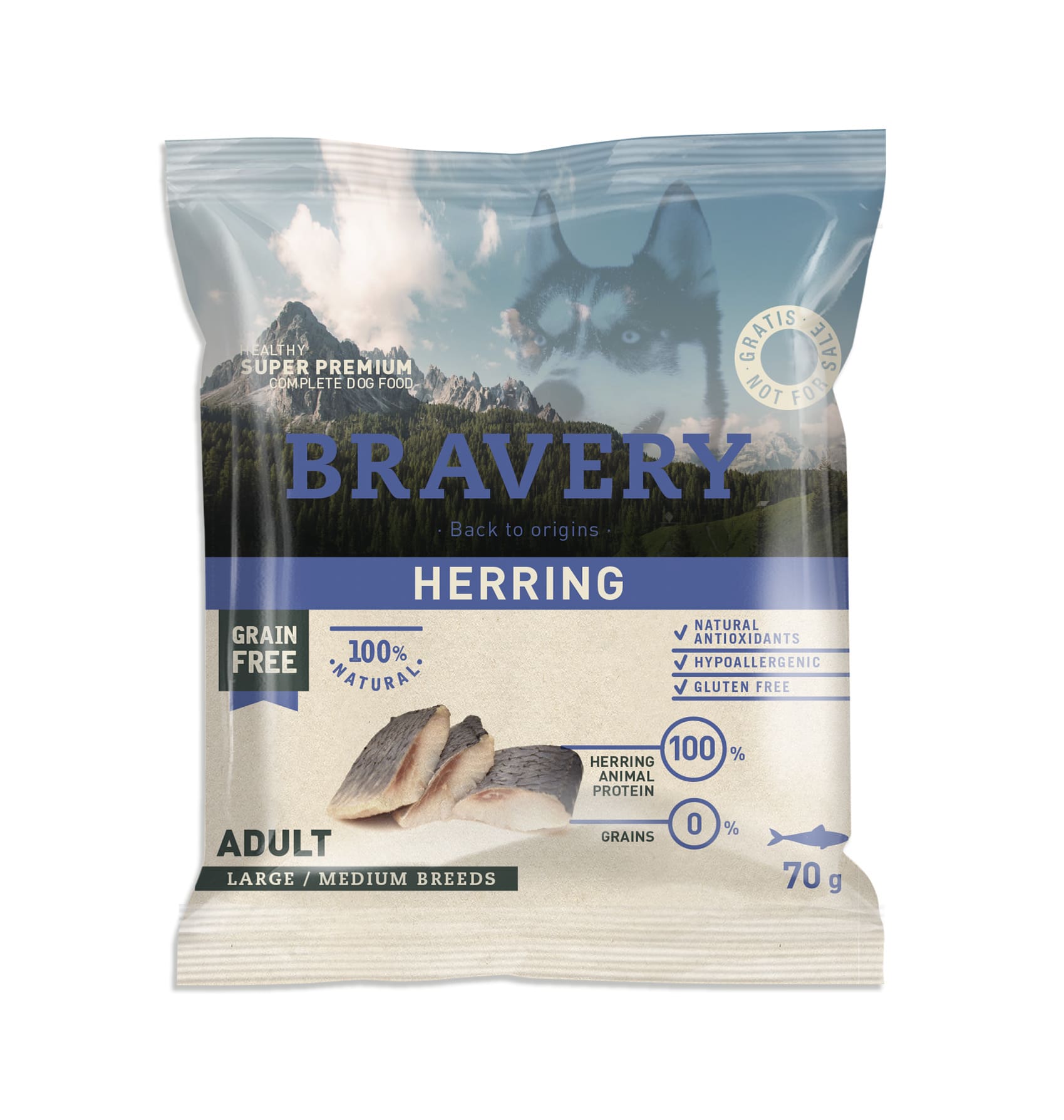 MUESTRA BRAVERY HERRING ADULT LARGE/MEDIUM BREED 70 Gr
