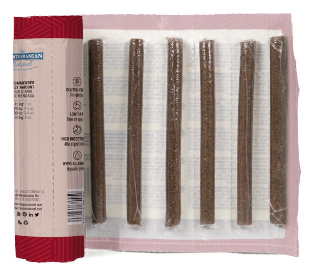 Sticks Serrano Jamón Serrano para Perros 12 g – Rollo con 16 Unidades | Snacks Naturales y Sabrosos