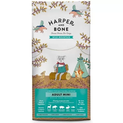 Harper & Bone Adult Mini Wild Mountain – Pienso Natural para Perros Pequeños con Venado, Jabalí, Cerdo, Conejo y Salmón (10 KG)