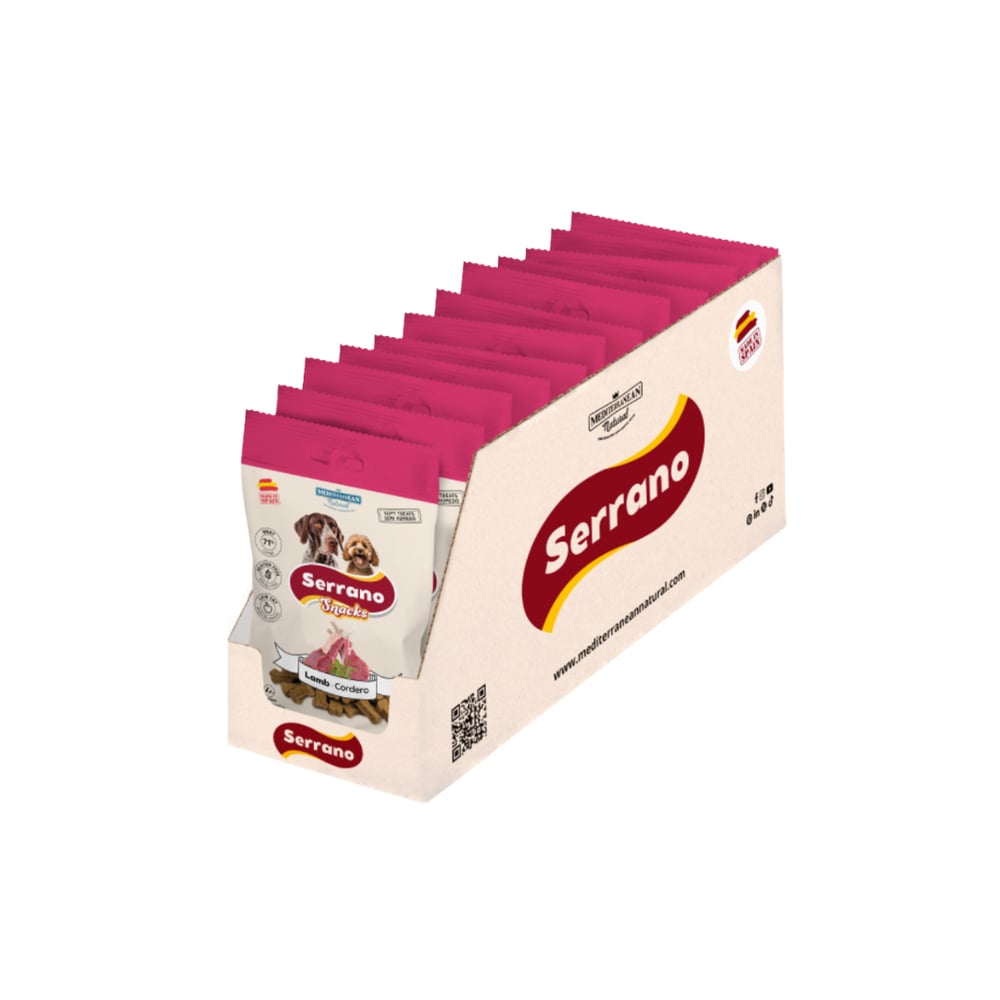 Serrano Snacks | Snack para Perros con Cordero | Pack 12 Unid. de 100 g