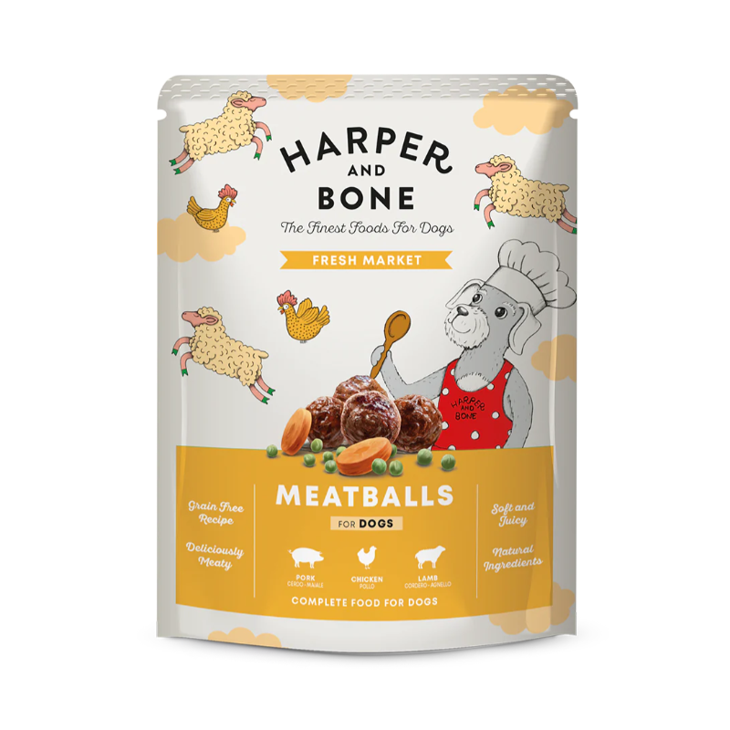 Harper & Bone Pouch Fresh Market – Comida Húmeda Natural para Perros con Cerdo Ibérico, Pollo y Cordero (300g)
