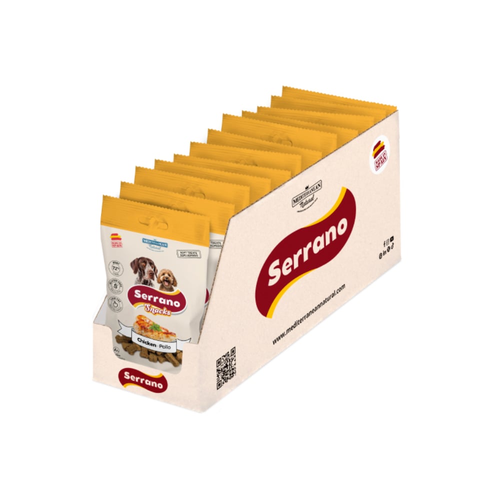Serrano Snacks | Snack para Perros con Pollo | Pack 12 unid. de 100 g


