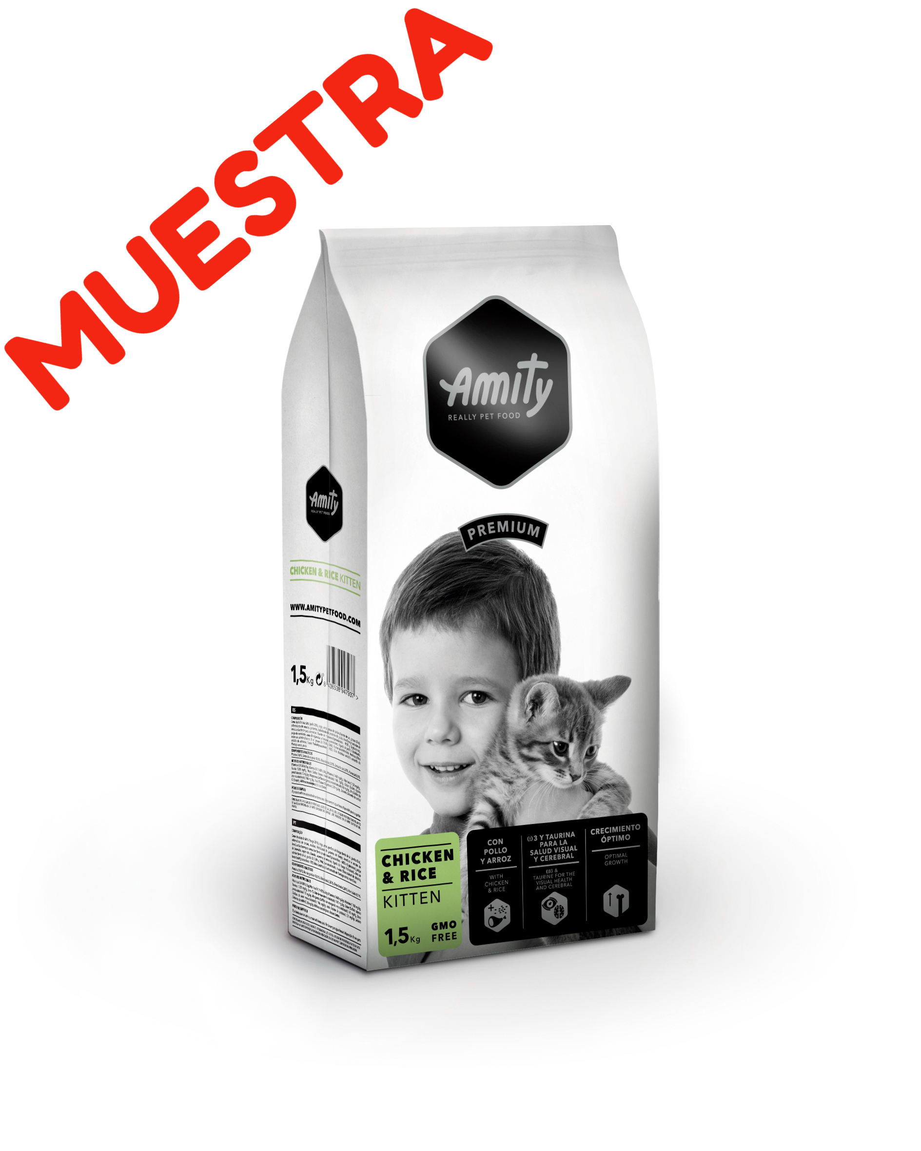MUESTRA AMITY PREMIUM KITTEN CHICKEN & RICE  70 Gr