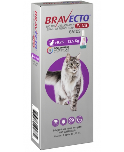 BRAVECTO PLUS GATO 500MG 6,25-12,5 KGS 1 PIPETA