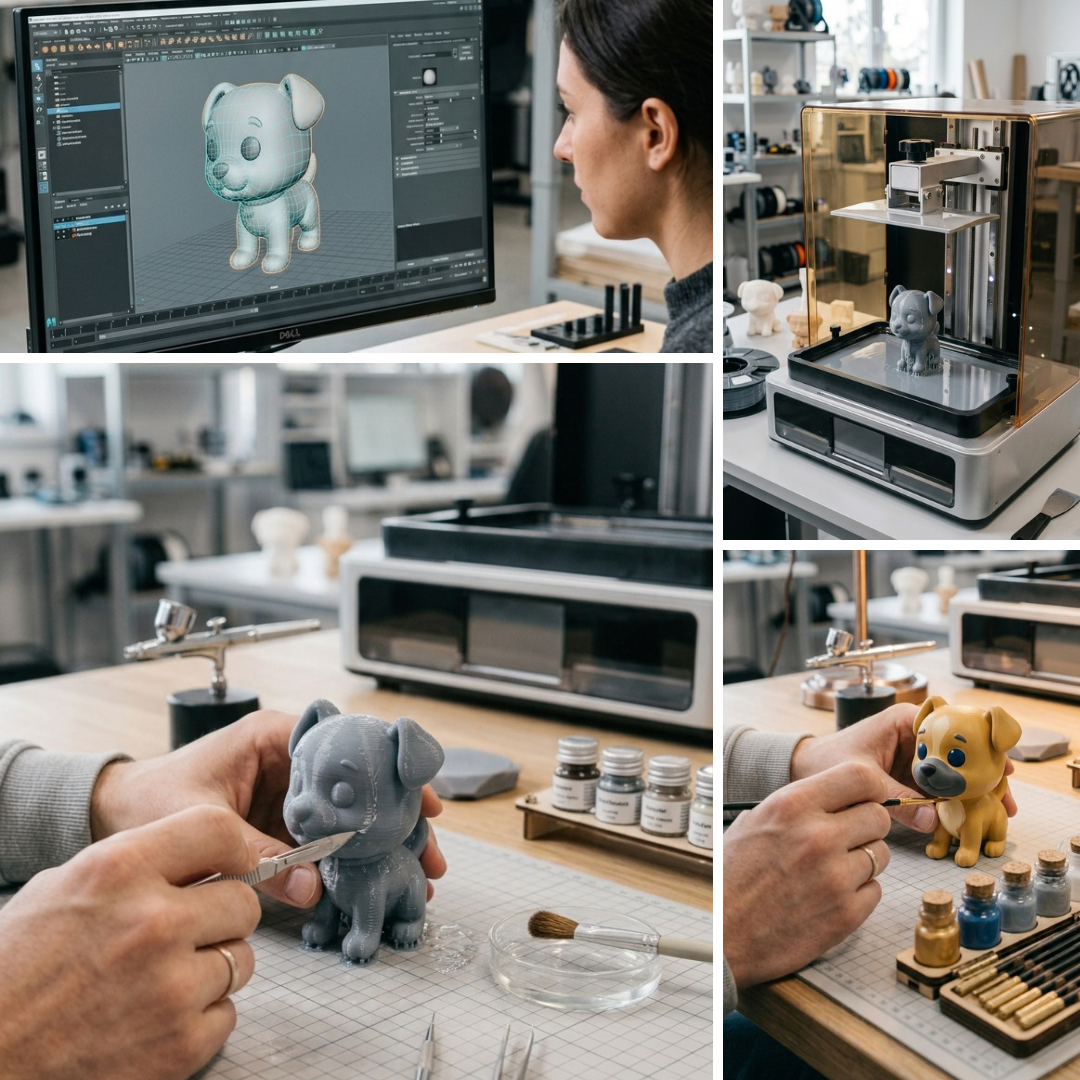 Proceso de producción de figura 3D estándar TWINPET.