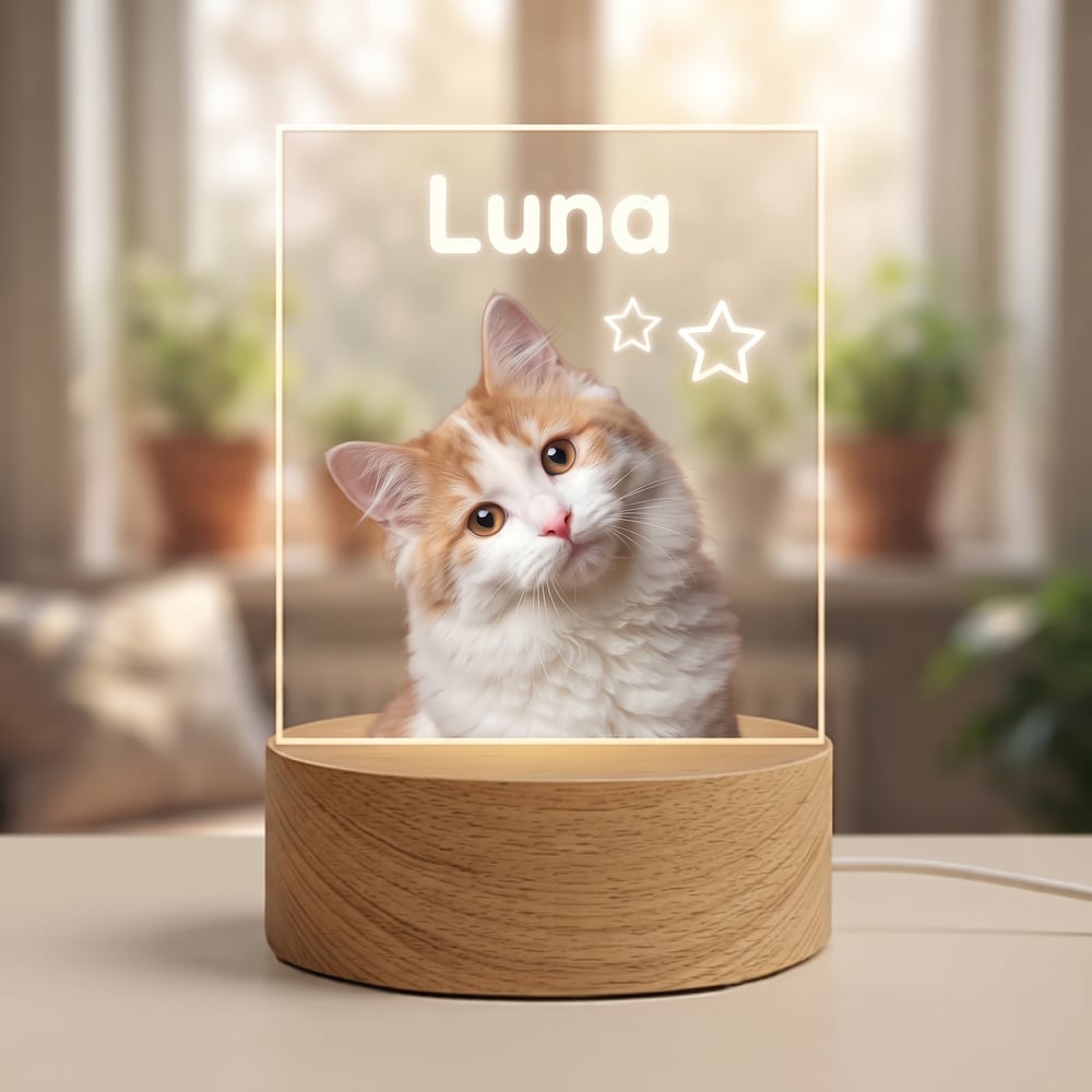 TWINPET® | Lámpara Personalizada de Mascota a Color con Nombre Grabado