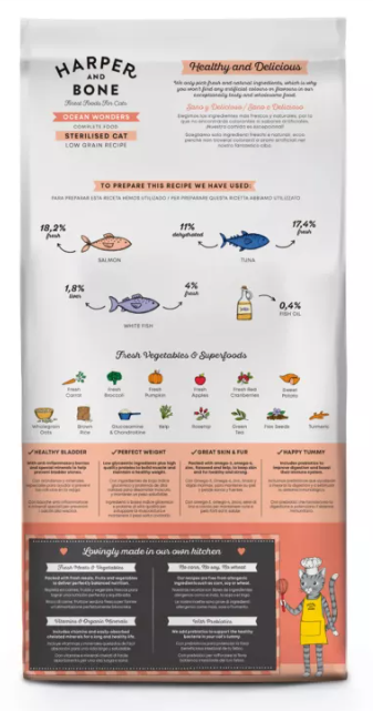 Harper & Bone Cat Sterilised Ocean Wonders 5 kg – Pienso Seco para Gatos Esterilizados con Atún, Pescado y Salmón


