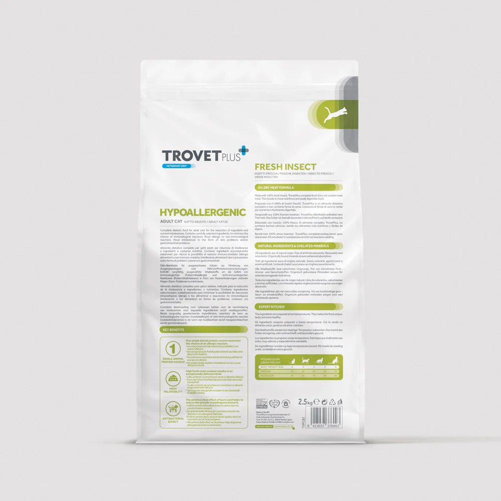 Trovet Plus | Pienso Hipoalergénico Para Gato Adulto | Insecto 2,5 kg

