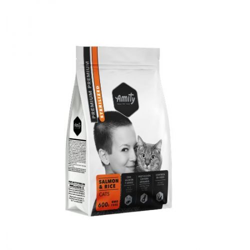 Amity Premium Salmón y Arroz para Gatos Esterilizados – 600 g
